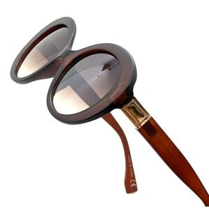 Oval Sunglasses Brown Mod Style Fashion Shades Women Brown‎ Lens Outdoor Beach